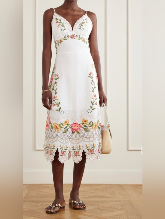 FARM Rio Dresses & Skirts - Farm Rio 100% Linen Embroidered Midi Dress. Retail Price $398
